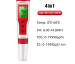 EZ9908 Kit de test d’eau multifonction 4 en 1 pH/TDS/EC/TEMP (avec
