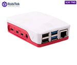 Image du boîtier en ABS rouge et blanc pour Raspberry Pi 4B, design rouge + blanc