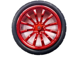 Roues avec jante rouge et noires, diamètre 65 mm, pour jouets et véhicules téléguidés