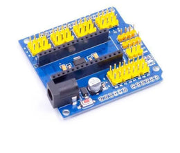 Bouclier d’extension Arduino Nano avec shield bleu et broches jaunes pour Arduino Nano