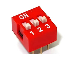 DIP switch 3 positions rouge avec trois interrupteurs pour circuits électroniques