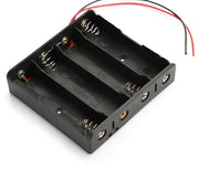 Support pour 4 piles 18650 noir avec fils, accessoire pour batteries et piles