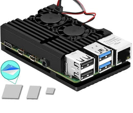 Boîtier en aluminium CNC avec double ventilateur pour Raspberry Pi 4 et ruban thermique