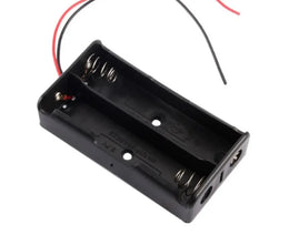 Support pour 2 piles 18650 en plastique noir avec fils pour batteries
