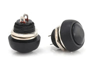 Mini bouton poussoir rond noir étanche 12MM 2 broches PBS-33B