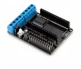 Schéma de protection électronique noir avec terminal bleu pour moteur L293D sur NodeMcu WiFi ESP8266 Lua ESP12E