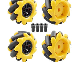 Image de quatre roues McNamum jaune 60mm-K avec hubs gris sans moteurs