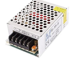 Alimentation à découpage 5V 3A en métal argenté avec tension d’entrée et refroidissement efficace