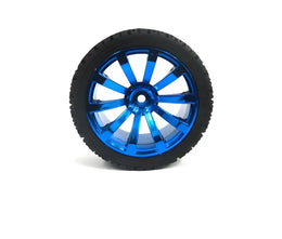 Jante bleu avec roue de voiture de 65 mm et pneu, vue détaillée