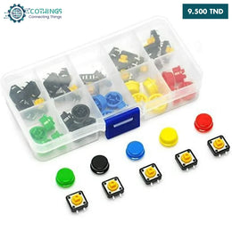 Kit d’interrupteur à bouton 25 pièces (y compris: interrupteur 12x12x7.3mm 25 pièces jaune / rouge /